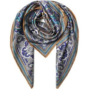 Mulberry Silk Grey-1 Scarf 43 Inch Large Square Shawl Womens Oversized Headband